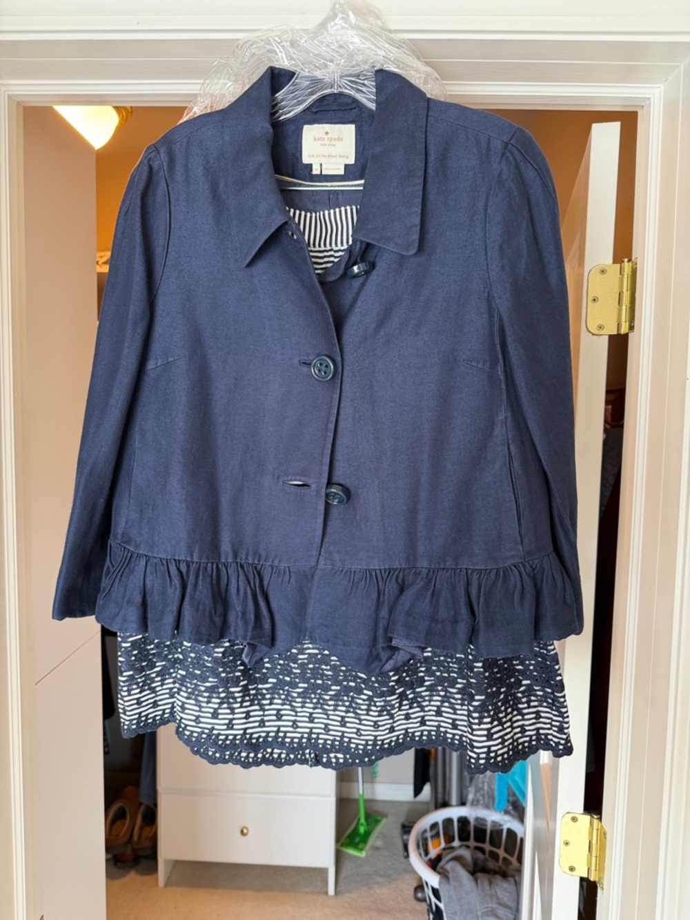 kate spade Navy Ruffle-Hem Blazer Jacket and a-line skirt